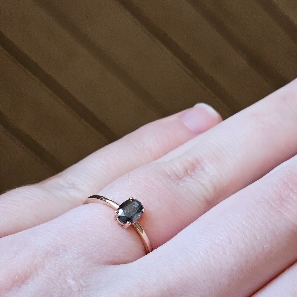 Salt & pepper diamond 14k rose gold ring - Picture 2 of 6